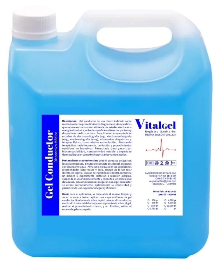 Gel conductor de alta viscosidad para ecografías y depilación láser.