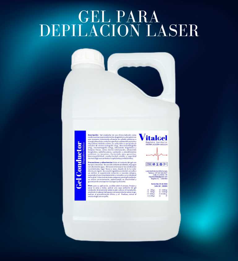 Gel para depilación láser VitalGEL galón 4 kilos en Bogotá